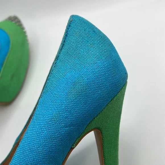 Penny Loves Kenny High Heels Stilettos Pumps Shoes Green Blue Womens 7.5 M - Picture 11 of 16